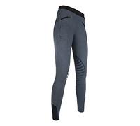 Hkm Starlight 9228 Riding Leggings Silicone Knee Trim Girls Grey Melange/Black, 134/140