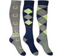 HKM Unisex Kids Cardiff Sock, Navy/Olive Green, 5-12 EU