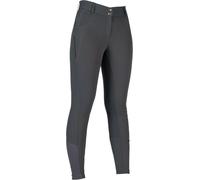 HKM Women's Ari Mid Rise Silicone Full seat Riding Breeches, Grey, 36