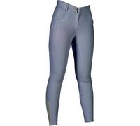 HKM Women's Ari Mid Rise Silicone Full seat Riding Breeches, White, 38
