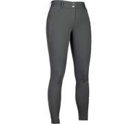 HKM Women's Ari Mid Rise Silicone Knee Patch Riding Breeches, Grey, 24
