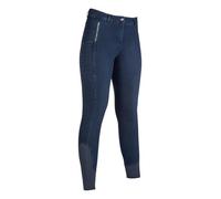 HKM Women's Aruba Denim Silicone Full seat Riding Breeches, Deep Blue, 24