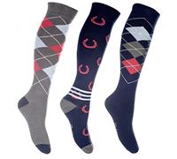 Hkm Cardiff Riding Socks 3 Pack - UK 2.5 - 5 (EU 35 - 38) · Deep Blue