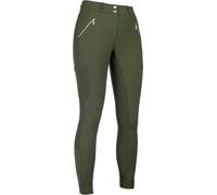 HKM Women's Lia High Waist Silicone Full seat Riding Breeches, Olive Green, 30