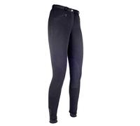 HKM Women's Penny Easy knee patch Riding Breeches, Black/Black, 36