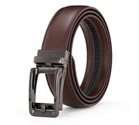 HKMA Mens Ratchet Belt, 1.5 Inch Wide, Adjustable Trim to Fit,Brown