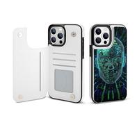 HKMNLEW Artificial Intelligence Brain Print Flip Phone Wallet Case for iPhone 13 Pro, PU Leather Magnetic Shockproof Phone Case Cover with Card Holder