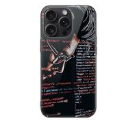 HKMNLEW Glass Phone Case for iPhone 15 Pro Max, Programmer Programming Code Prints TPU Shockproof Protective Case Cover for Women Men