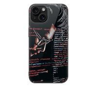 HKMNLEW Glass Phone Case for iPhone 15, Programmer Programming Code Prints TPU Shockproof Protective Case Cover for Women Men
