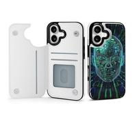 HKMNLEW Phone Wallet for iPhone 17 Case, Artificial Intelligence Brain Prints Flip PU Leather Magnetic Shockproof Phone Case Cover with Card Holder