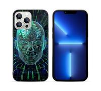 HKMNLEW Tempered Glass Phone Case for iPhone 13 Pro, Artificial Intelligence Brain Prints TPU Shockproof Protective Case Cover for Women Men