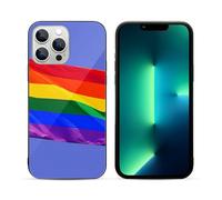 HKMNLEW Tempered Glass Phone Case for iPhone 13 Pro Max, Rainbow Flag Prints TPU Shockproof Protective Case Cover for Women Men