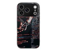 HKMNLEW Tempered Glass Phone Case for iPhone 17 Pro, Programmer Programming Code Prints TPU Shockproof Protective Case Cover for Women Men
