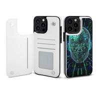 HKMNLEW Wallet Case for iPhone 15 Pro Max, Artificial Intelligence Brain Prints Flip PU Leather Magnetic Shockproof Phone Case Cover with Card Holder