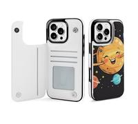 HKMNLEW Wallet Case for iPhone 16 Pro Max, Cute Planet Prints Flip PU Leather Magnetic Shockproof Phone Case Cover with Card Holder