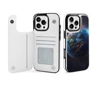 HKMNLEW Wallet Case for iPhone 16 Pro Max, Space Planet Earth Prints Flip PU Leather Magnetic Shockproof Phone Case Cover with Card Holder