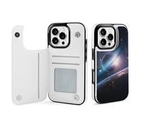 HKMNLEW Wallet Case for iPhone 16 Pro, Space Planet Prints Flip PU Leather Magnetic Shockproof Phone Case Cover with Card Holder