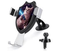 HKMNTGD Car Phone Holder Mount,Space Laser Cat Novelty Cute Funny Printed Phone Holders for Your Car - for Air Vents, Dashboard, Windshield Cell Phone Car Mount