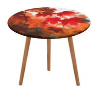 HKMNTGD Fitted Round Tablecloth with Elastic 47.2",Autumn Fall Red Maple Leaves Printed Round Fitted Tablecloth, Outdoor Patio Table Round Tablecloth Fitted