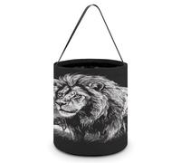 HKMNTGD Halloween Candy Bucket,Halloween Trick Or Treat Bags,Frog on Mountain Printed Collapsible Reusable Candy Basket, Lion Black and White Illustration, One Size