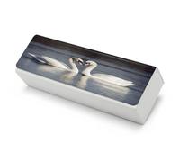 HKMNTGD Hard Shell Eyeglasses Cases Leather Rectangle Unisex Romantic White Swan Printed Glasses Hard Case Fits Most Glasses, Romantic White Swan, One size