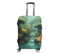 HKMNTGD Travel Luggage Covers Washable Stretch Suitcase Protector Bird Perching on The Rock Printed Anti-scratch Suitcase Cover Fits 18-32 Inch Luggage, View of Fantasy River Mushroom, XL