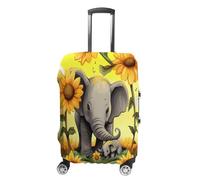HKMNTGD Travel Luggage Covers Washable Stretch Suitcase Protector Bird Perching on The Rock Printed Anti-scratch Suitcase Cover Fits 18-32 Inch Luggage, mother and baby elephant sunflowers, M
