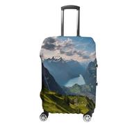 HKMNTGD Travel Luggage Covers Washable Stretch Suitcase Protector Bird Perching on The Rock Printed Anti-scratch Suitcase Cover Fits 18-32 Inch Luggage, Switzerland Alps, M
