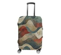 HKMNTGD Travel Luggage Covers Washable Stretch Suitcase Protector Black Schnauzer Dog Printed Anti-scratch Suitcase Cover Fits 18-32 Inch Luggage, Earth Tones and Waves, L