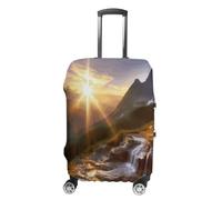 HKMNTGD Travel Luggage Covers Washable Stretch Suitcase Protector Black Schnauzer Dog Printed Anti-scratch Suitcase Cover Fits 18-32 Inch Luggage, Mountain sunrise landscape, M