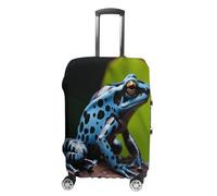 HKMNTGD Travel Luggage Covers Washable Stretch Suitcase Protector Blue And Green Parakeets Printed Anti-scratch Suitcase Cover Fits 18-32 Inch Luggage, Dart Frog Blue, Small
