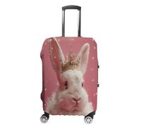 HKMNTGD Travel Luggage Covers Washable Stretch Suitcase Protector Blue Water Ripples Printed Anti-scratch Suitcase Cover Fits 18-32 Inch Luggage, Rabbit Wearing a Crown, Small