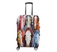 HKMNTGD Travel Luggage Covers Washable Stretch Suitcase Protector Cute Bees Daisy Flower Printed Anti-scratch Suitcase Cover Fits 18-32 Inch Luggage, Colourful Cartoon Horses, Small