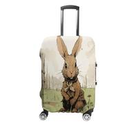 HKMNTGD Travel Luggage Covers Washable Stretch Suitcase Protector Daisy Flower Printed Anti-scratch Suitcase Cover Fits 18-32 Inch Luggage, A Brown Rabbit, XL