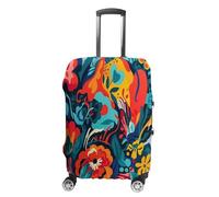 HKMNTGD Travel Luggage Covers Washable Stretch Suitcase Protector Guitar Pattern Printed Anti-scratch Suitcase Cover Fits 18-32 Inch Luggage, Flower Design, M