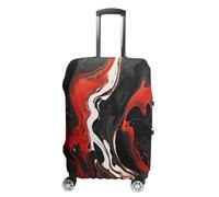 HKMNTGD Travel Luggage Covers Washable Stretch Suitcase Protector Nautical Vintage Sailing Pirate Ship Printed Anti-scratch Suitcase Cover Fits 18-32 Inch Luggage, black and red marble, Small