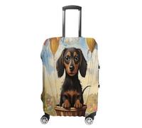 HKMNTGD Travel Luggage Covers Washable Stretch Suitcase Protector New York City Printed Anti-scratch Suitcase Cover Fits 18-32 Inch Luggage, dachshund hot air balloon, XL