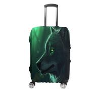 HKMNTGD Travel Luggage Covers Washable Stretch Suitcase Protector New York City Printed Anti-scratch Suitcase Cover Fits 18-32 Inch Luggage, Green wolf, M
