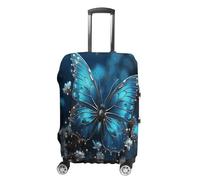 HKMNTGD Travel Luggage Covers Washable Stretch Suitcase Protector There Are Stars And Moon on It Printed Anti-scratch Suitcase Cover Fits 18-32 Inch Luggage, Blue Butterfly and Moon, M