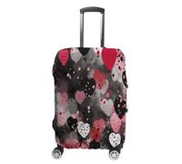 HKMNTGD Travel Luggage Covers Washable Stretch Suitcase Protector There Are Stars And Moon on It Printed Anti-scratch Suitcase Cover Fits 18-32 Inch Luggage, Black Polka Dot Heart, M