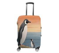 HKMNTGD Travel Luggage Covers Washable Stretch Suitcase Protector Tropical Palm Trees Printed Anti-scratch Suitcase Cover Fits 18-32 Inch Luggage, Hand Drawn Penguin, XL