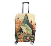 HKMNTGD Travel Luggage Covers Washable Stretch Suitcase Protector Tropical Palm Trees Printed Anti-scratch Suitcase Cover Fits 18-32 Inch Luggage, Frog on Mountain, Small
