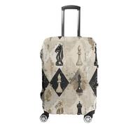 HKMNTGD Travel Luggage Covers Washable Stretch Suitcase Protector Watercolor Hot Air Balloon Printed Anti-scratch Suitcase Cover Fits 18-32 Inch Luggage, Chess Piece Brown Pattern, XL