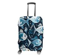 HKMNTGD Travel Luggage Covers Washable Stretch Suitcase Protector Watermelon Pattern Printed Anti-scratch Suitcase Cover Fits 18-32 Inch Luggage, Cartoon Fish Print, Small