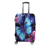 HKMNTGD Travel Luggage Covers Washable Stretch Suitcase Protector Wolves In The Moonlight Printed Anti-scratch Suitcase Cover Fits 18-32 Inch Luggage, Beauty Butterfly, M