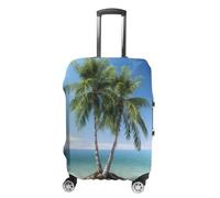 HKMNTGD Travel Luggage Covers Washable Stretch Suitcase Protector Wolves In The Moonlight Printed Anti-scratch Suitcase Cover Fits 18-32 Inch Luggage, Sea Palm Trees, M