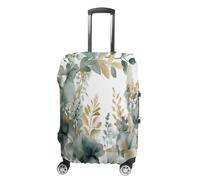 HKMNTGD Travel Luggage Covers Washable Stretch Suitcase Protector Wolves In The Moonlight Printed Anti-scratch Suitcase Cover Fits 18-32 Inch Luggage, Gold and Green Leaves, Small
