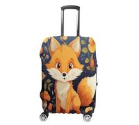 HKMNTGD Travel Luggage Covers Washable Stretch Suitcase Protector Wooden Rustic Log Cottage Scenery Printed Anti-scratch Suitcase Cover Fits 18-32 Inch Luggage, Cute Animal Fox Flower, Small