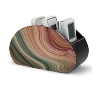 HKMNTGD TV Remote Control Holder,Remote Caddy Green And Gray Stripes Printed Desktop Organizer with 5 Compartments for Storing Remotes Pens Keys Makeup Brushes