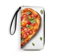 HKMNTGD Women's Wallets Leathe Printed,3D Snake Zip Around Credit Cards Holder Phone Clutch, Heart Shaped Pizza, 19.7x10.5cm